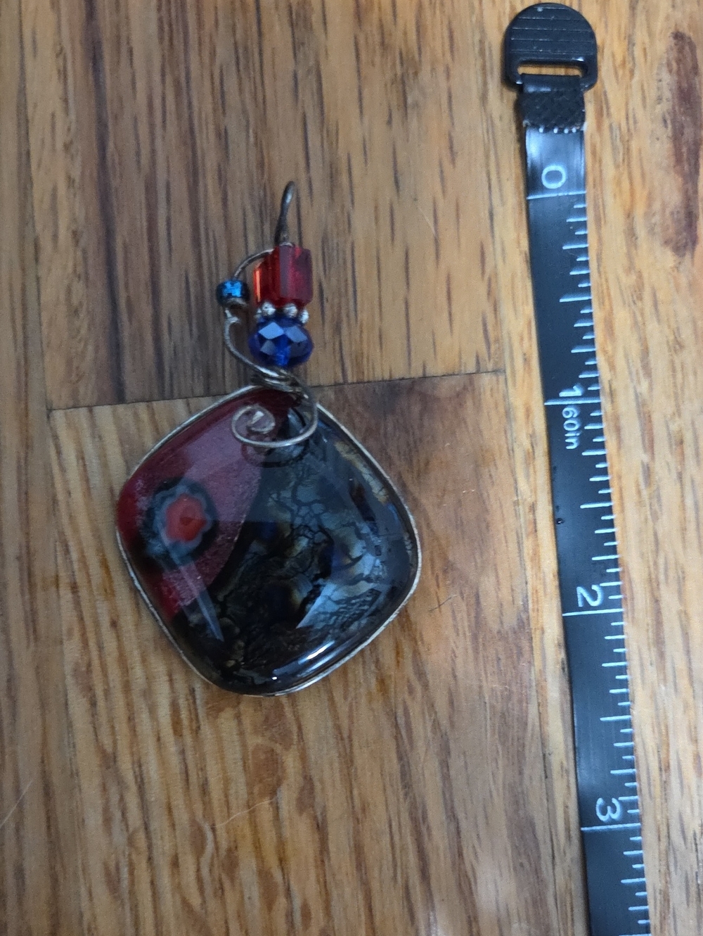 Handcrafted Black and Red Glass Pendant Necklace - Women Jewelry